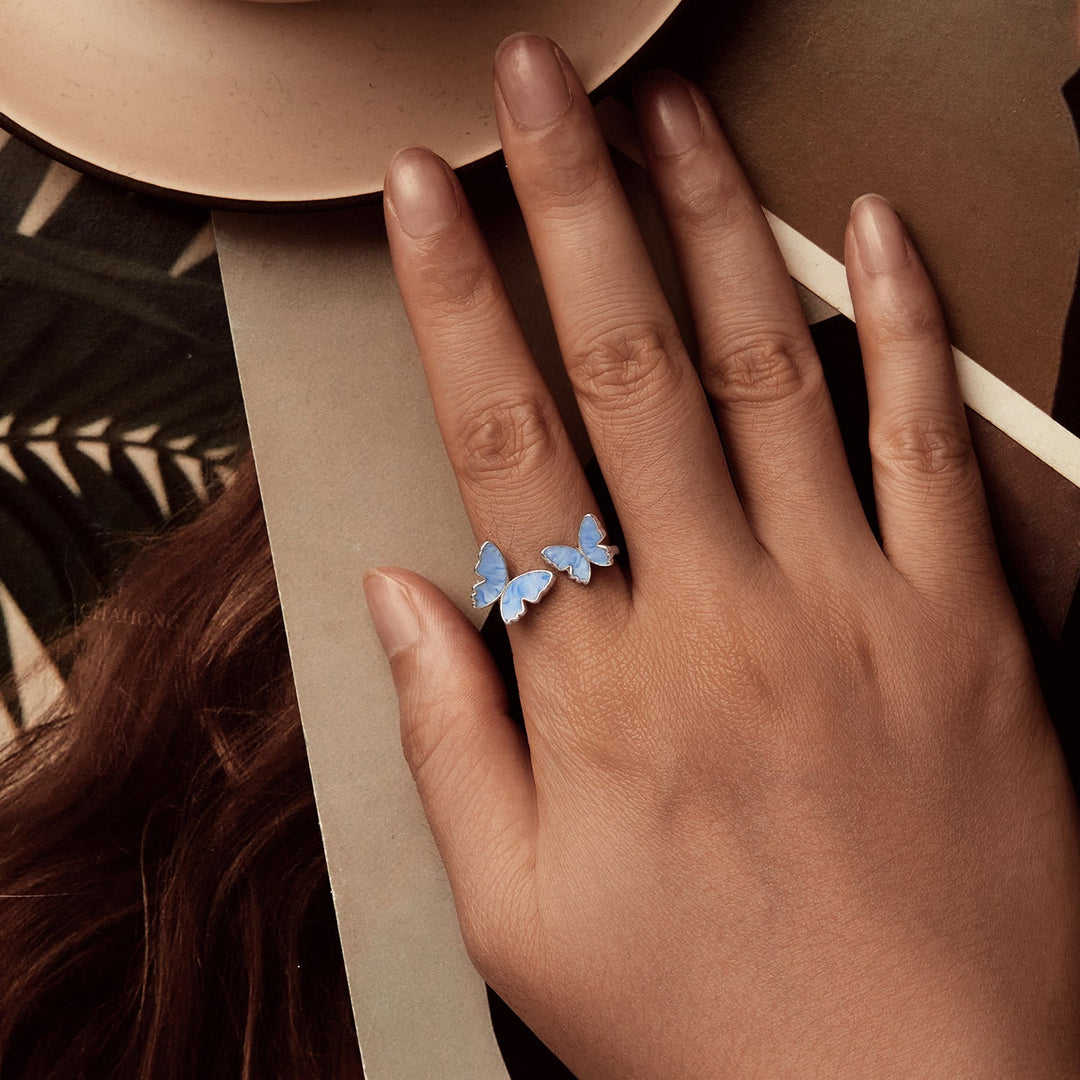925 Sterling Silver Enamel Plated White Gold Ring for Women