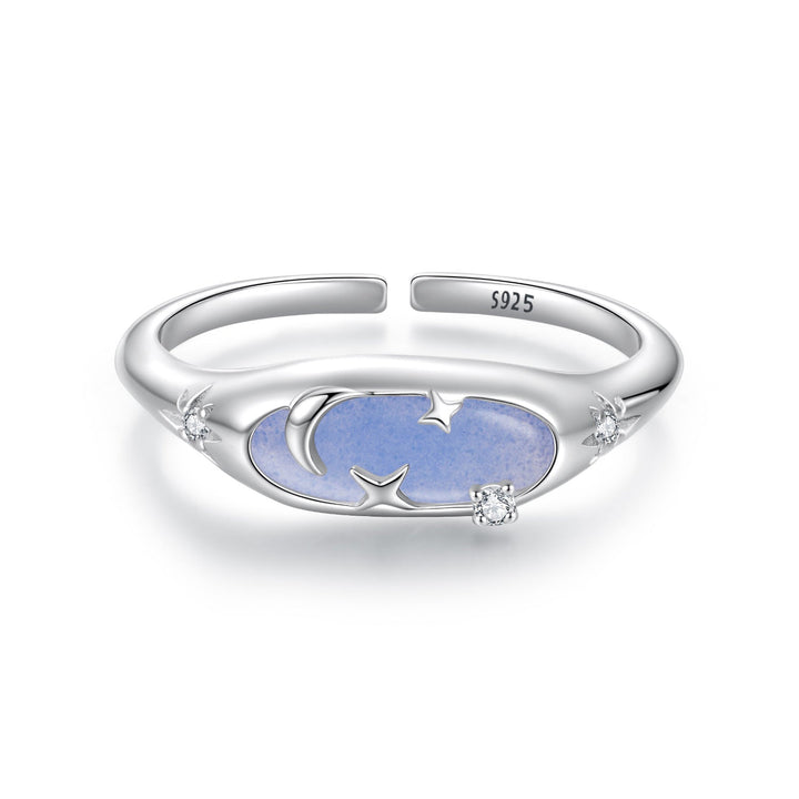 925 Sterling Silver &amp; White Gold Luminous Stone Ring for Women