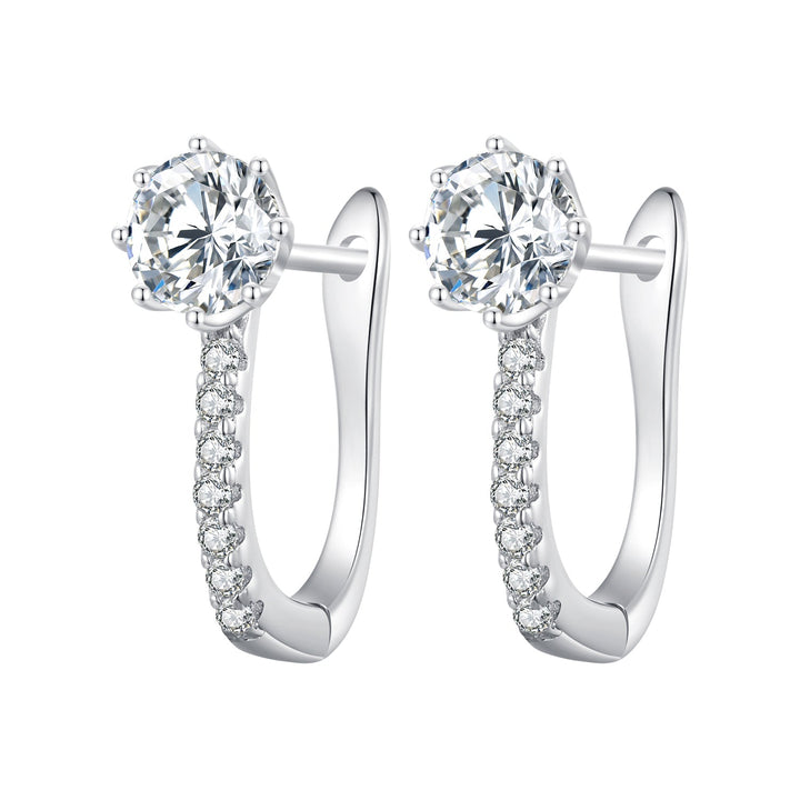 925 Sterling Silver Earrings with Pavé Setting CZ, Platinum Plated, 16x5.5mm for Women