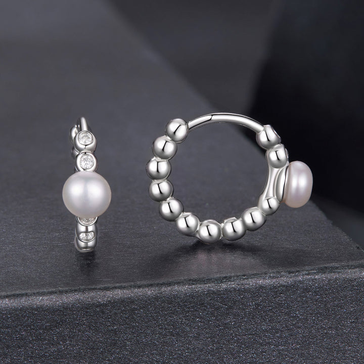 925 Sterling Silver White Gold Plated Moissanite &amp; Pearl Earrings for Women