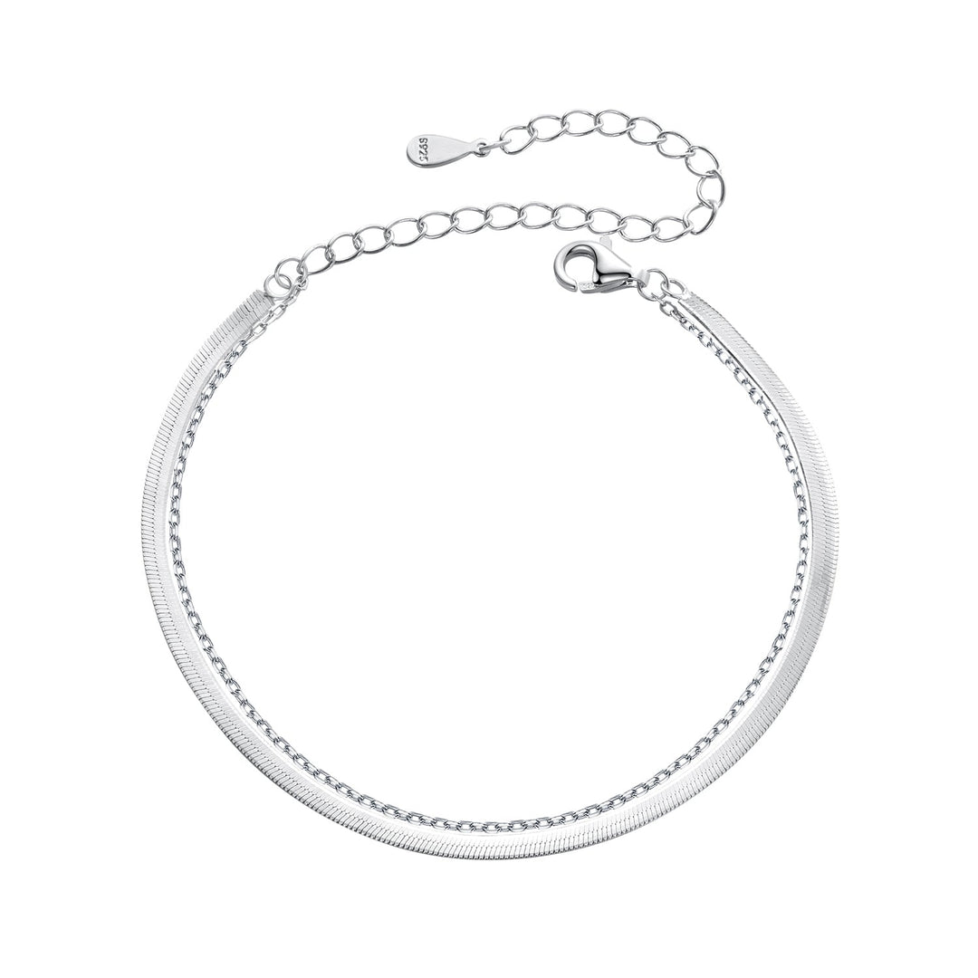 925 Sterling Silver 15+6cm White Gold Plated Bracelet for Women