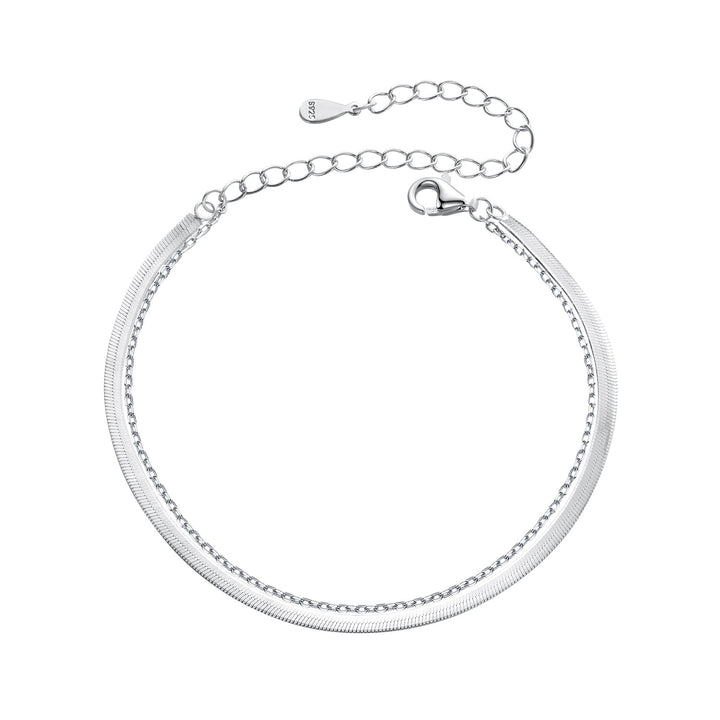 925 Sterling Silver 15+6cm White Gold Plated Bracelet for Women