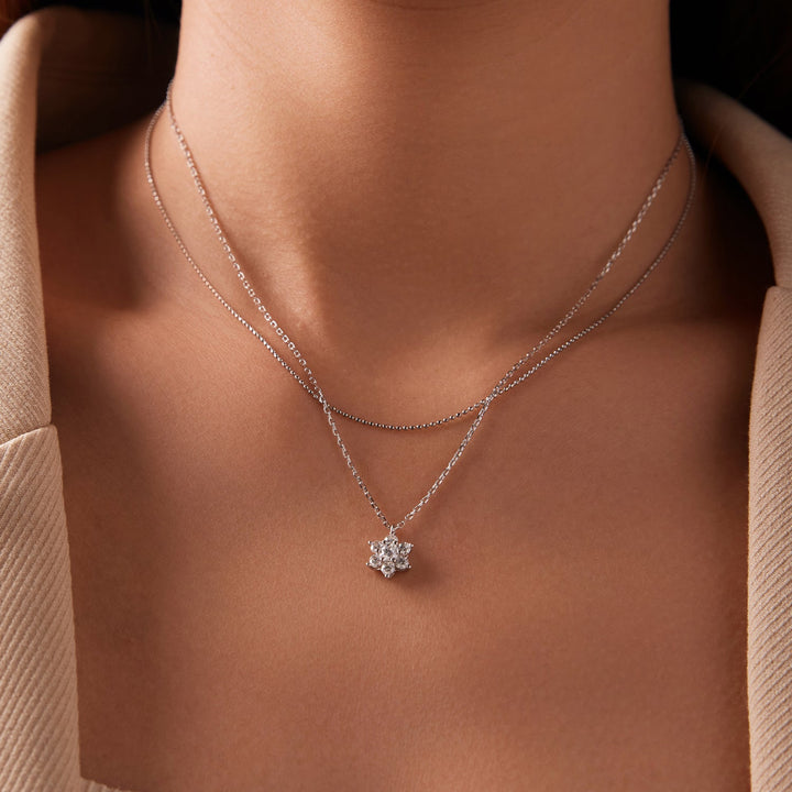 925 Sterling Silver 0.06 Carat &amp; 0.20 Carat Moissanite Necklace with White Gold Plating for Women