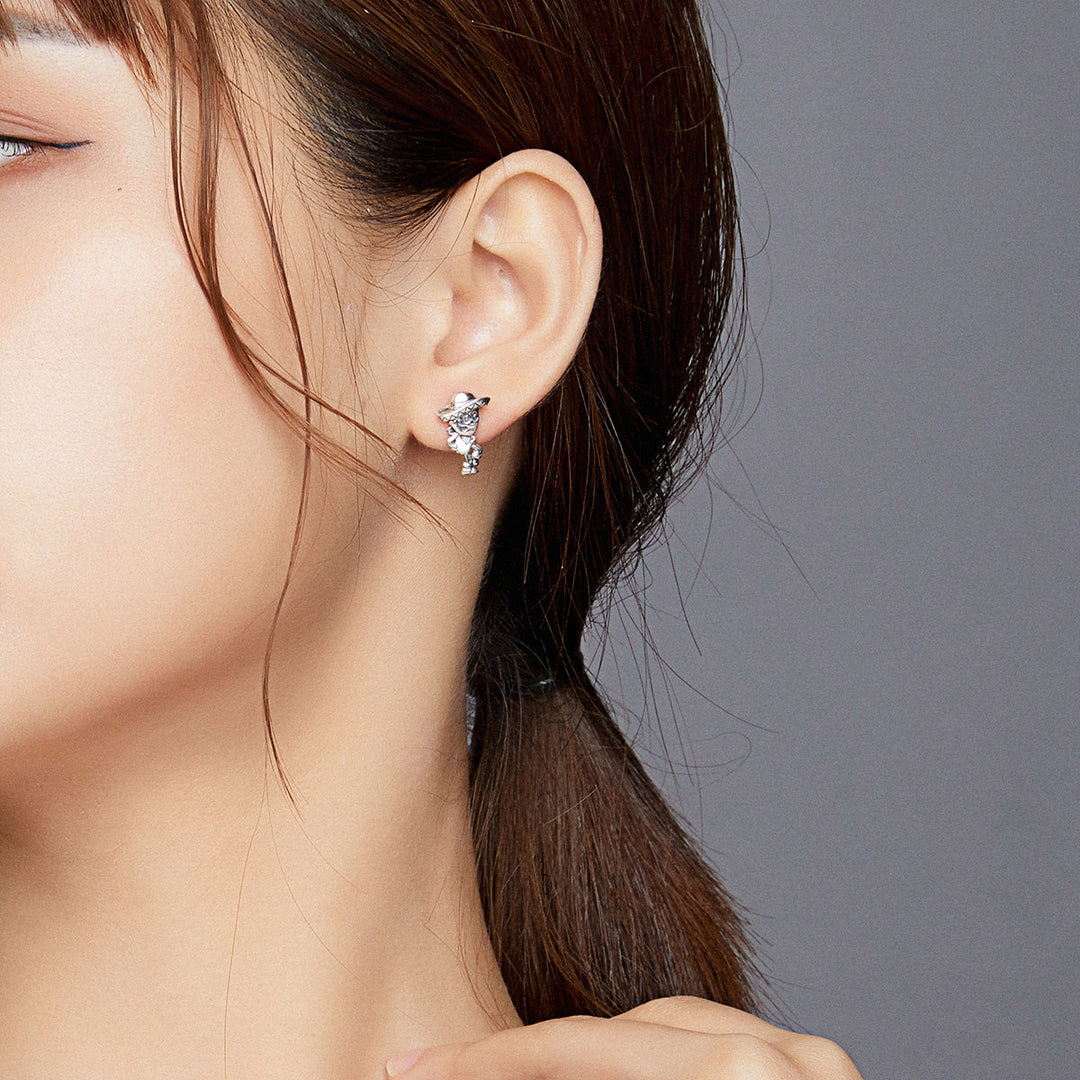 S925 Oxidized Silver Earrings Size 1.5*1cm, 2.4*1.3cm for Women