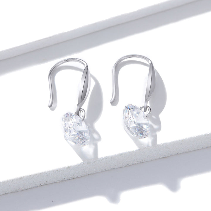 S925 Sterling Silver Earrings 2.6x0.8cm Plated Platinum with Pavé Setting CZ for Women