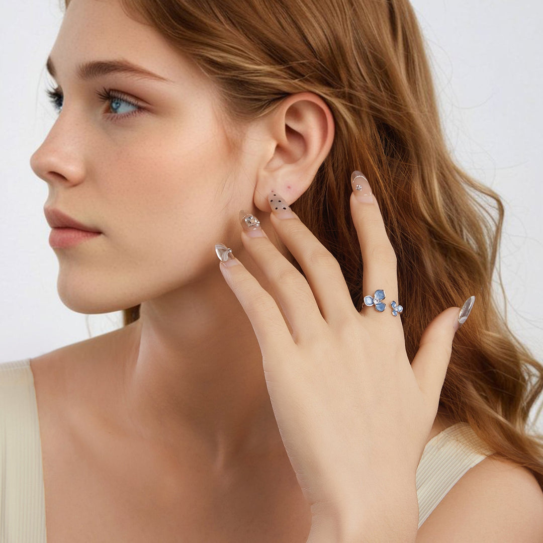 925 Sterling Silver Ring with Enamel Process and Pavé CZ - Stylish &amp; Elegant Design for Women