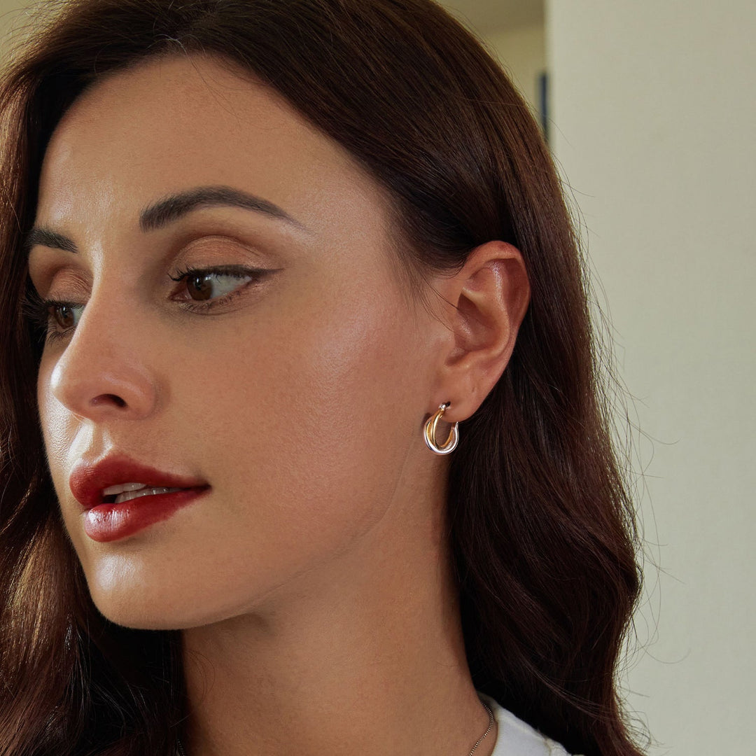 925 Sterling Silver Earrings with Platinum and Gold Plating for Women