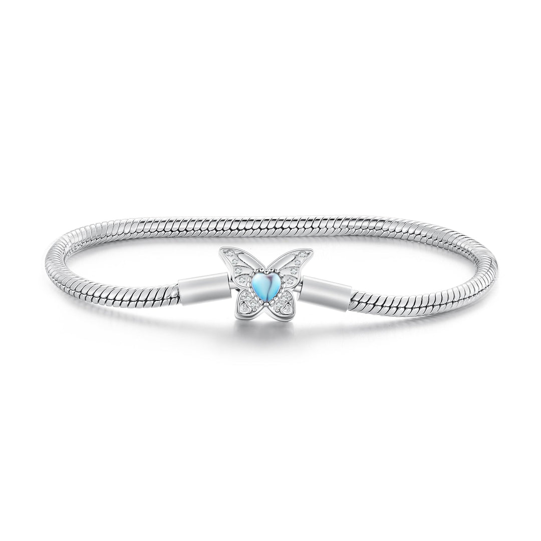 925 Sterling Silver Moonstone Bracelet 17.0 cm Pavé Setting for Women