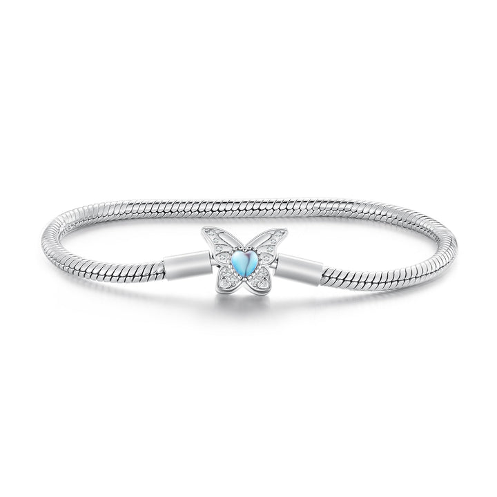 925 Sterling Silver Moonstone Bracelet 17.0 cm Pavé Setting for Women