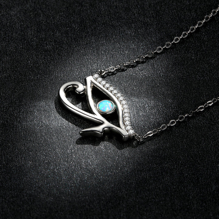 925 Sterling Silver Opal Necklace with CZ and Platinum Plating, Adjustable Length 45cm, Women’s Jewelry