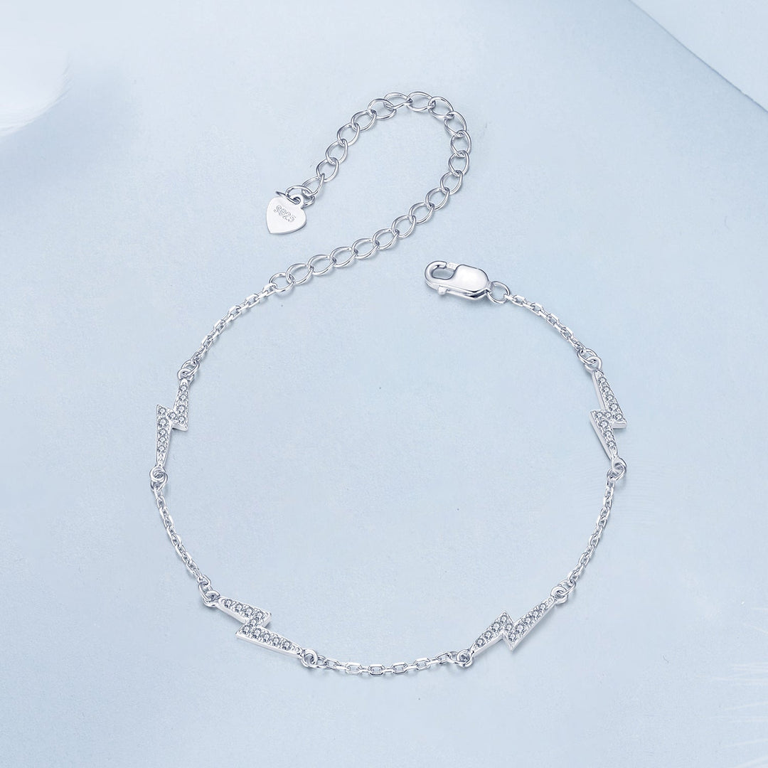 925 Sterling Silver Pave Setting CZ Bracelet with White Gold Plating