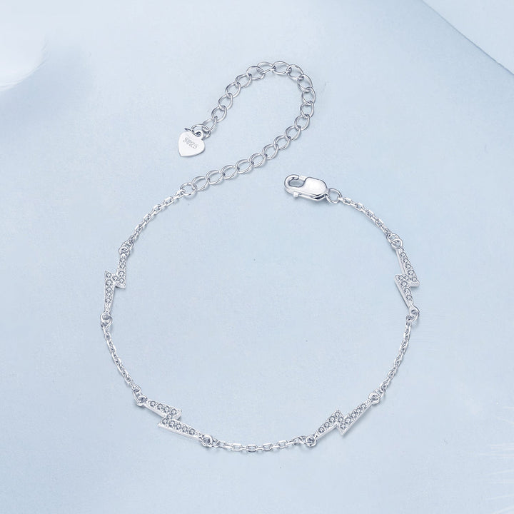 925 Sterling Silver Pave Setting CZ Bracelet with White Gold Plating