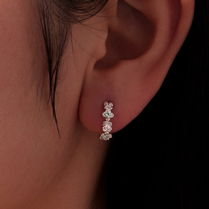 925 Sterling Silver Earrings with CZ and White Gold Plating