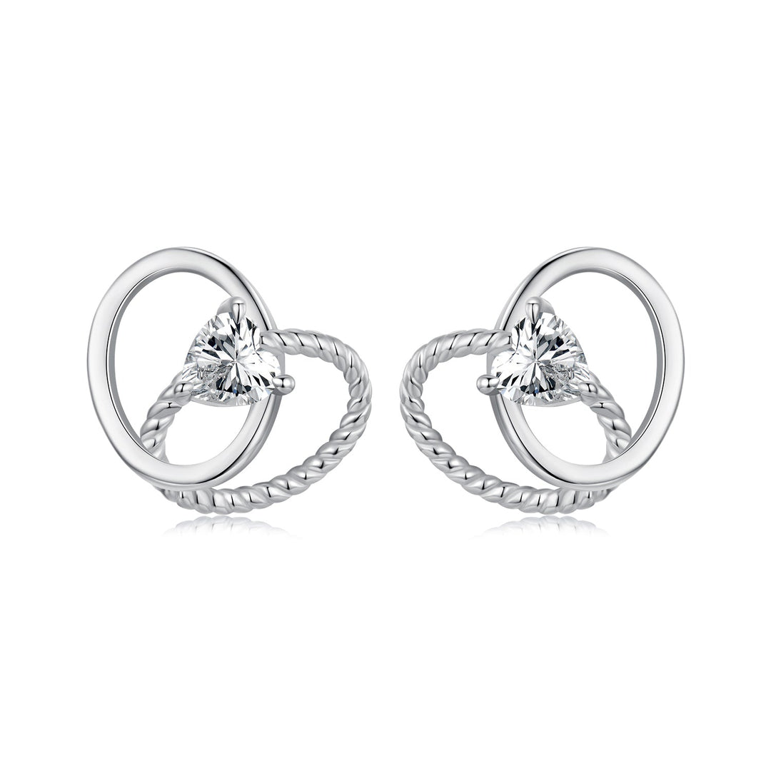 925 Sterling Silver White Gold Plated Pavé Setting CZ Earrings