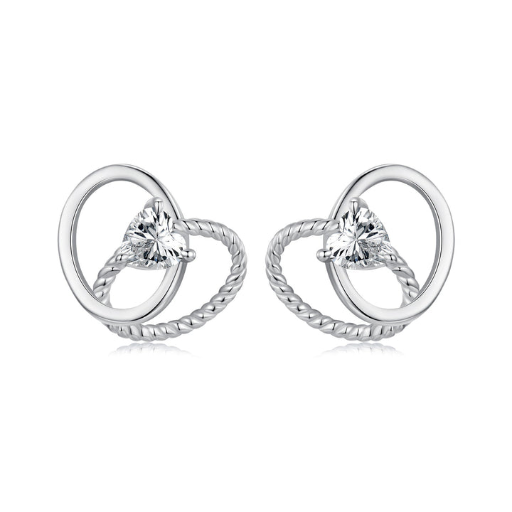 925 Sterling Silver White Gold Plated Pavé Setting CZ Earrings