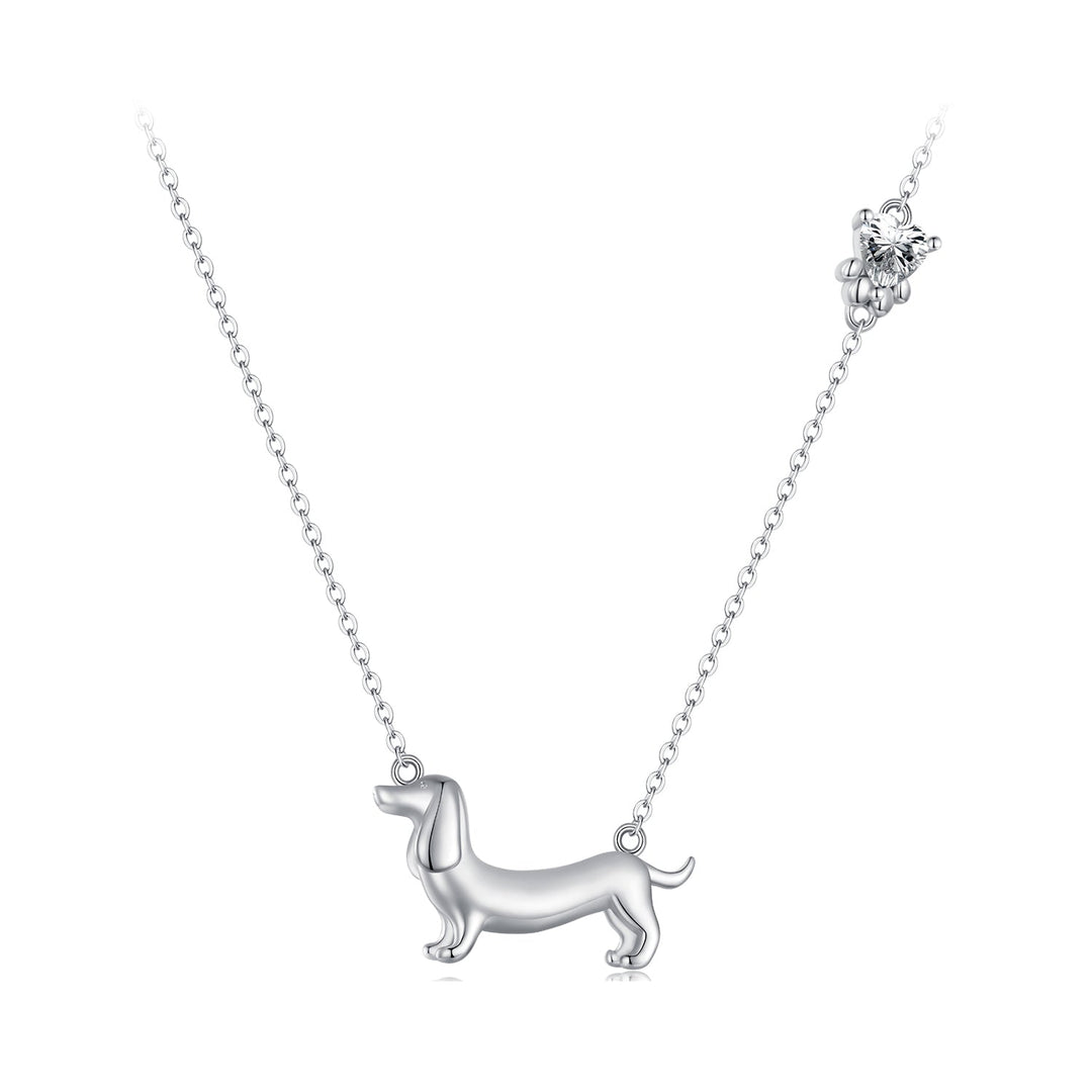 925 Sterling Silver Necklace with CZ Pendant, 450mm Length, Platinum Plated, for Women
