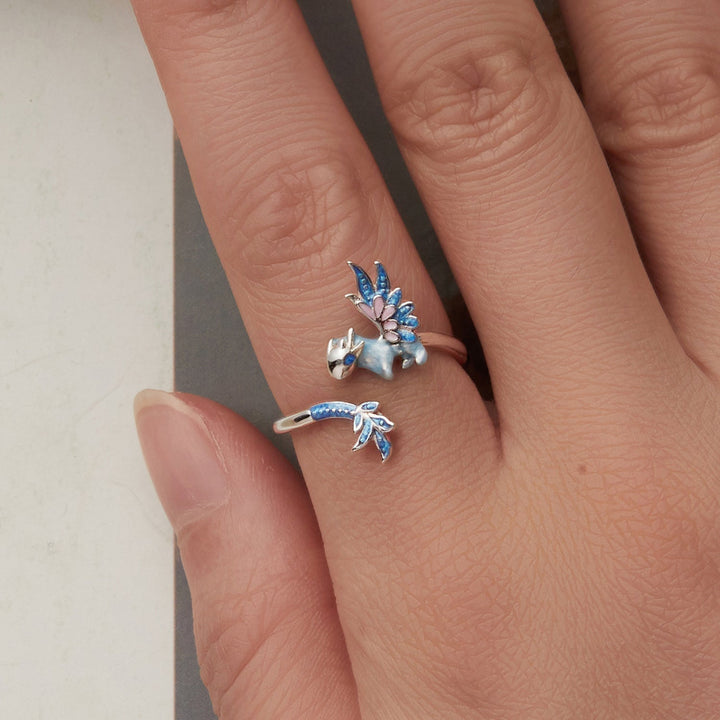 925 Sterling Silver Enamel Process Pavé CZ White Gold Ring for Women