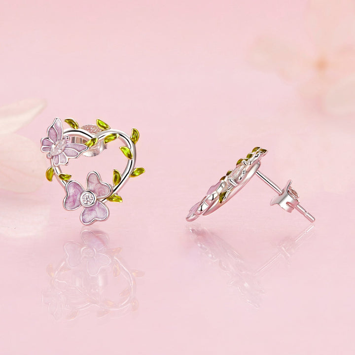 925 Sterling Silver Enamel CZ Plated Earrings
