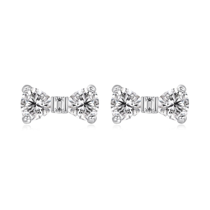 925 Sterling Silver Earrings with Pavé Setting CZ and White Gold Plating