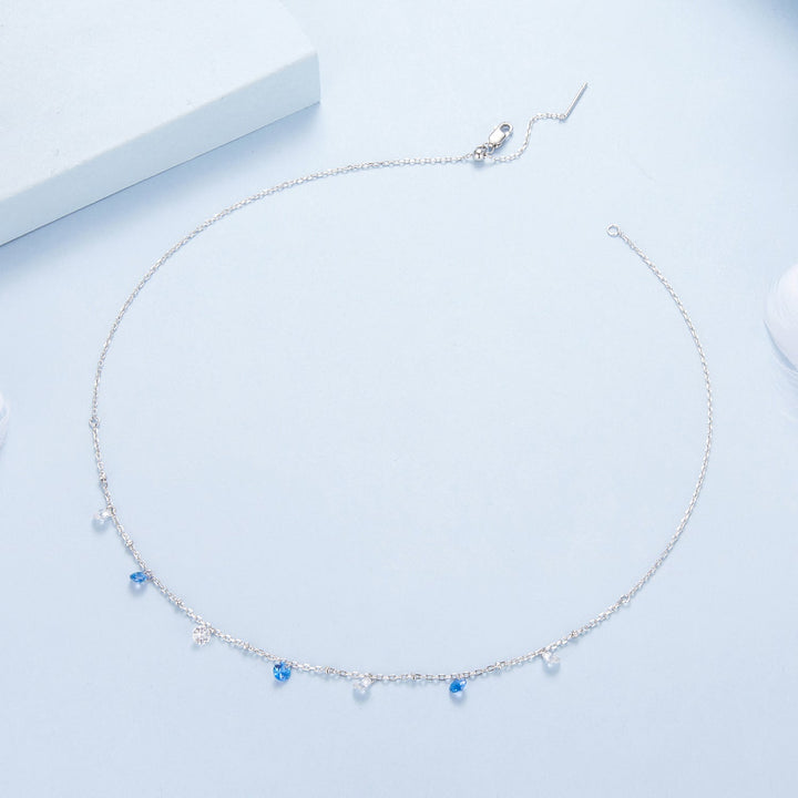 925 Sterling Silver &amp; White Gold Plated Adjustable Layered CZ Necklace for Women