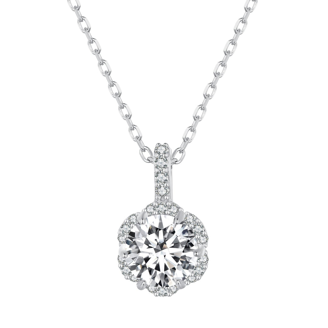 925 Sterling Silver Moissanite Pendant Necklace for Women - 45cm