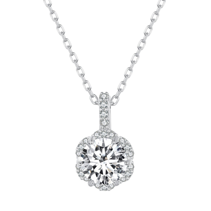 925 Sterling Silver Moissanite Pendant Necklace for Women - 45cm