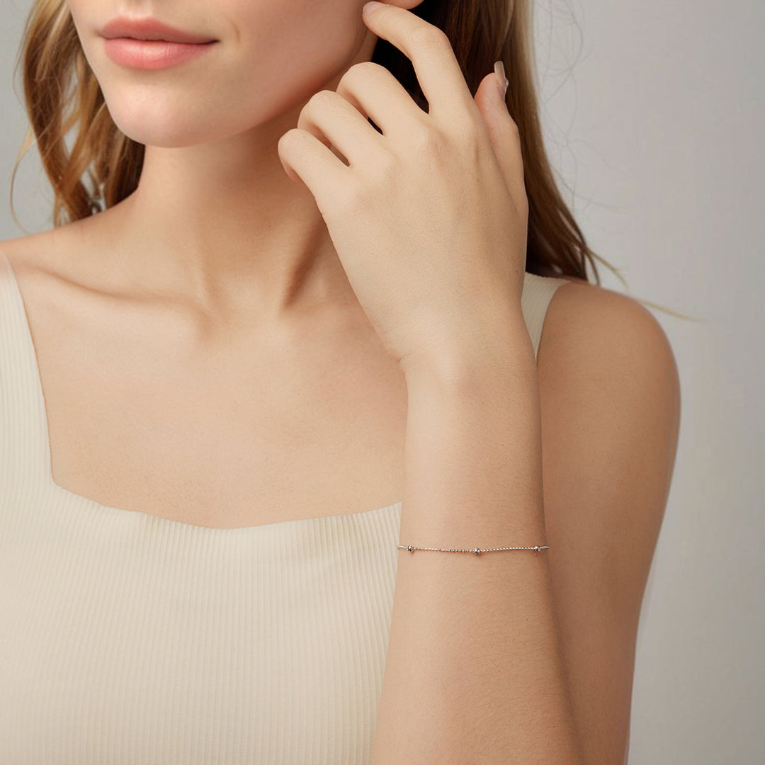 925 Sterling Silver &amp; Plated White Gold Bracelet with Adjustable Length