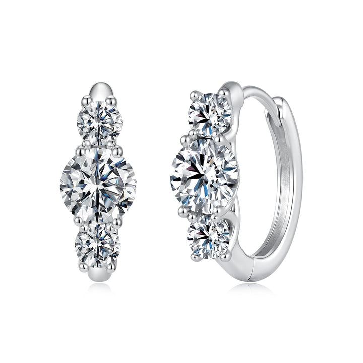 925 Sterling Silver White Gold Plated Moissanite 1.3x0.5cm Hoop Earrings for Women