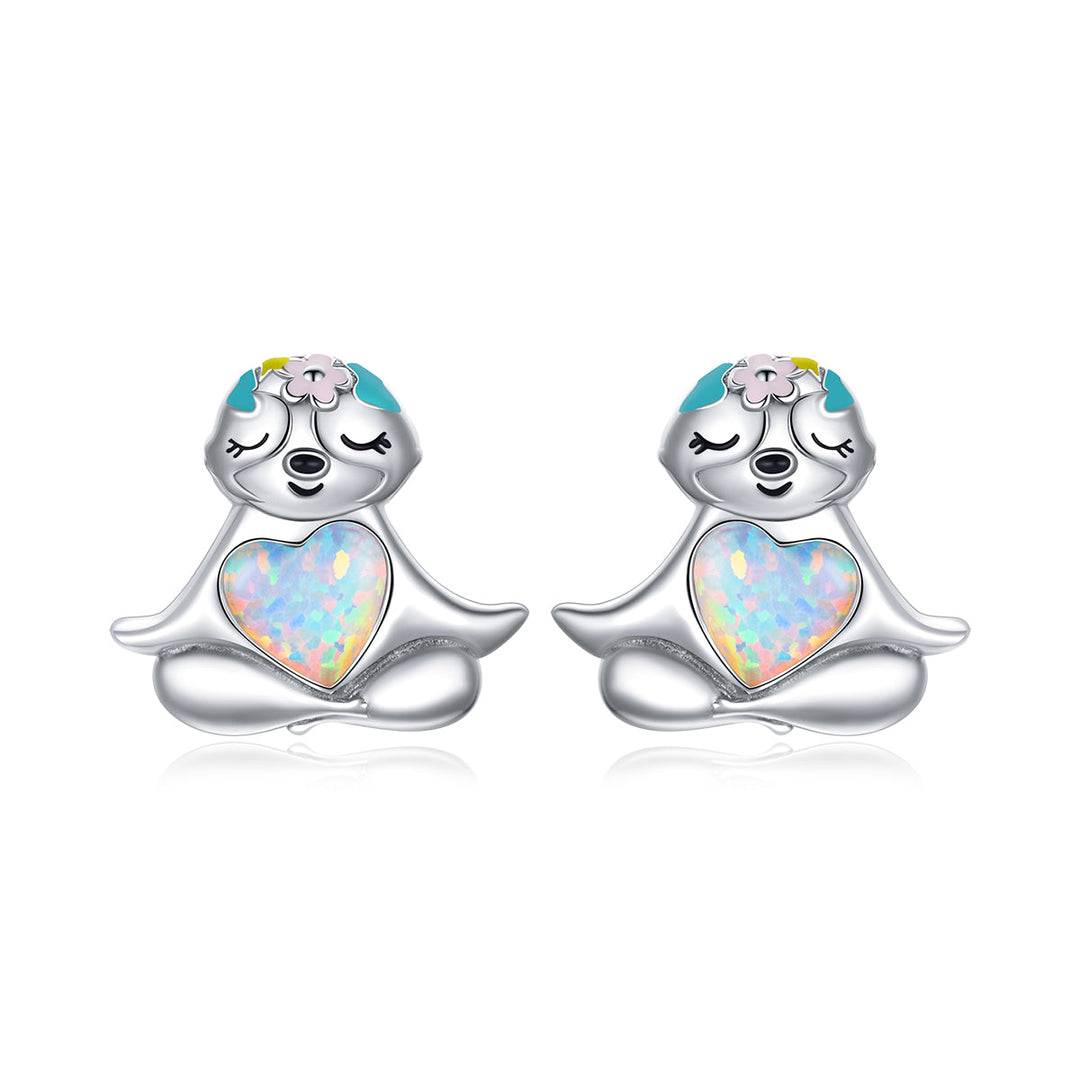 925 Sterling Silver Earrings with Translucent Opal