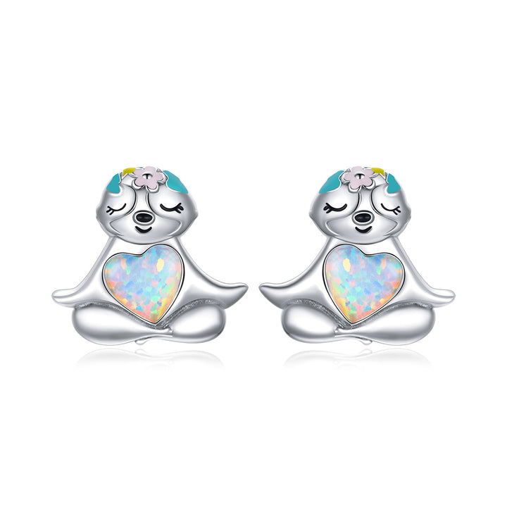 925 Sterling Silver Earrings with Translucent Opal