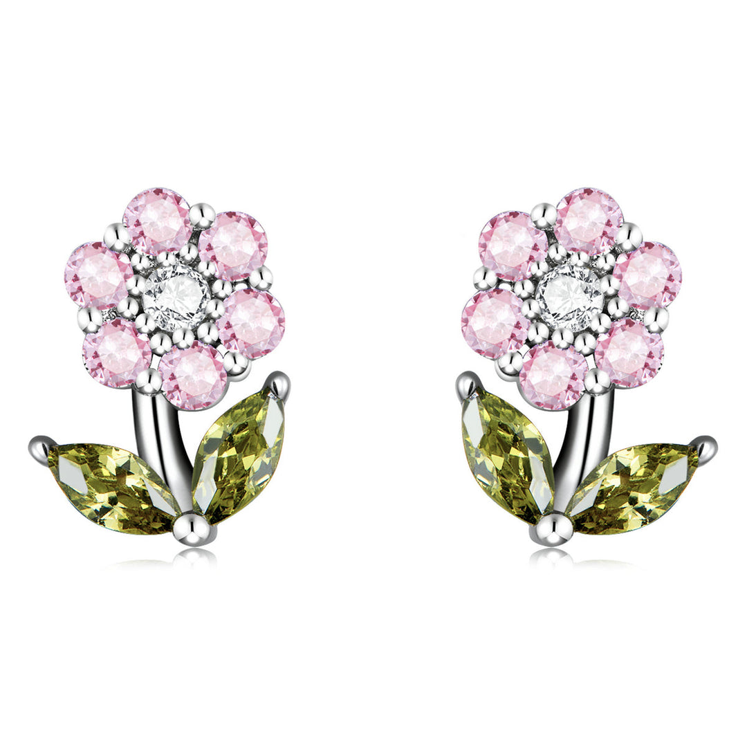 925 Sterling Silver Earrings with Pavé Setting CZ in White Gold