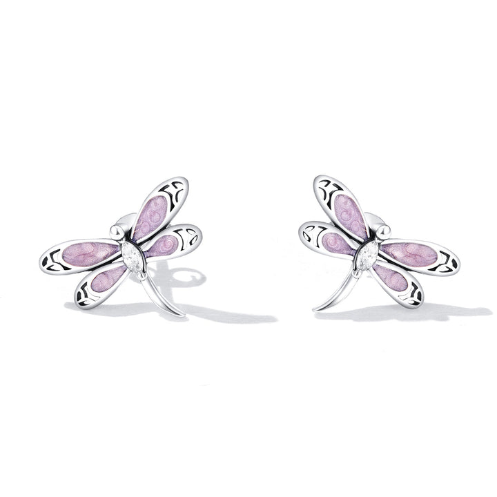 925 Sterling Silver Enamel Process Earrings with Pavé Setting CZ for Women