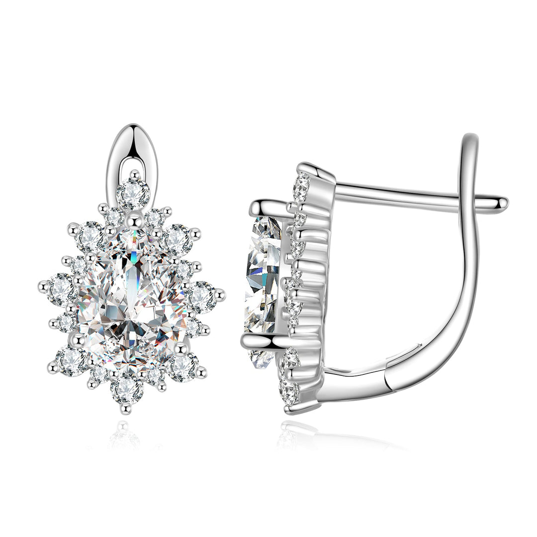 925 Sterling Silver Platinum Plated CZ Pavé Setting Earrings