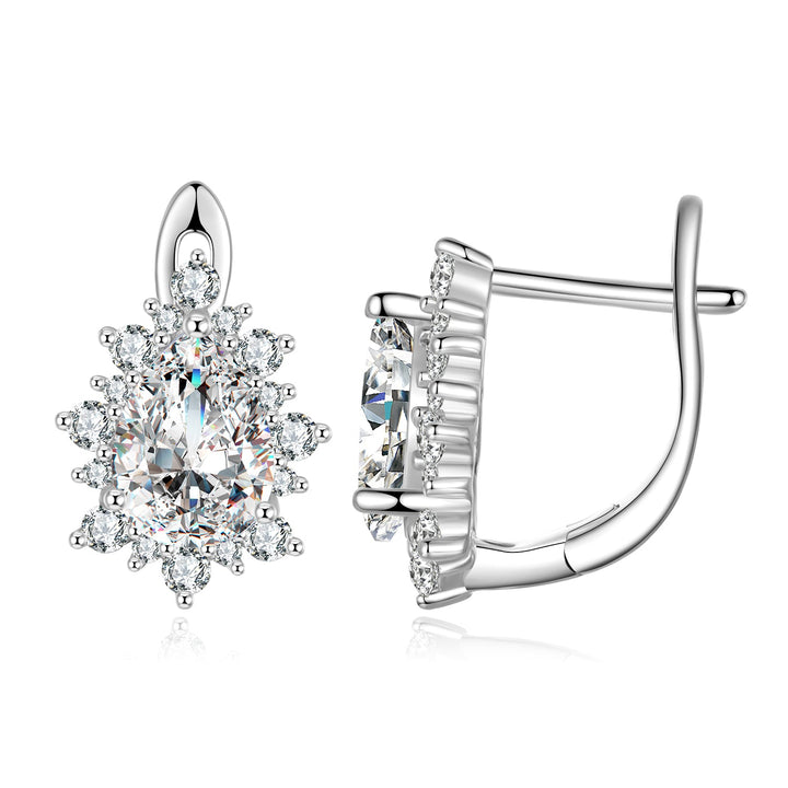 925 Sterling Silver Platinum Plated CZ Pavé Setting Earrings