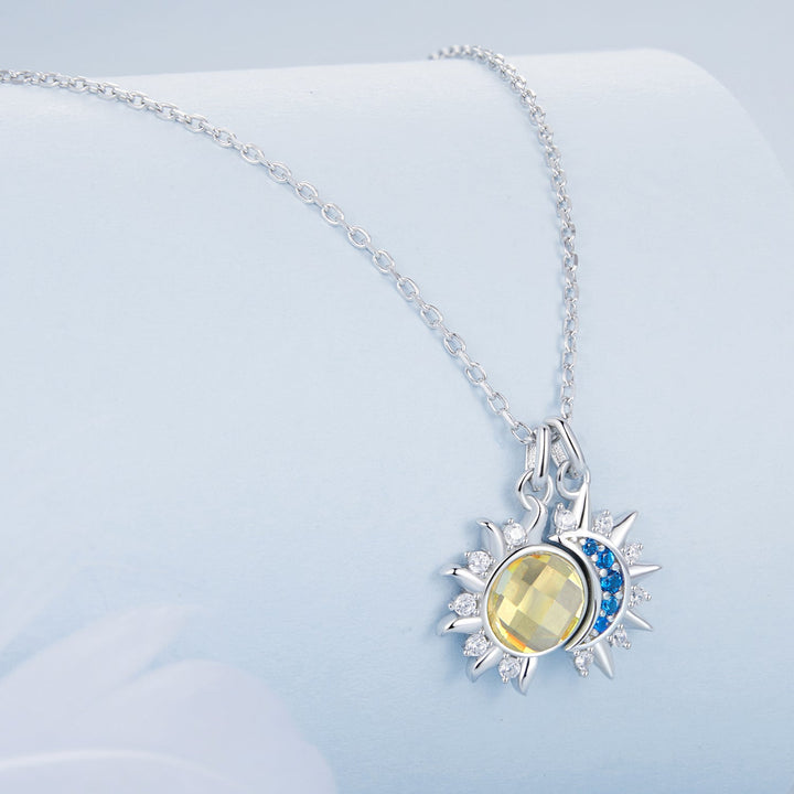 925 Sterling Silver Necklace with Transparent Glass and Pavé Setting CZ - Length 450mm