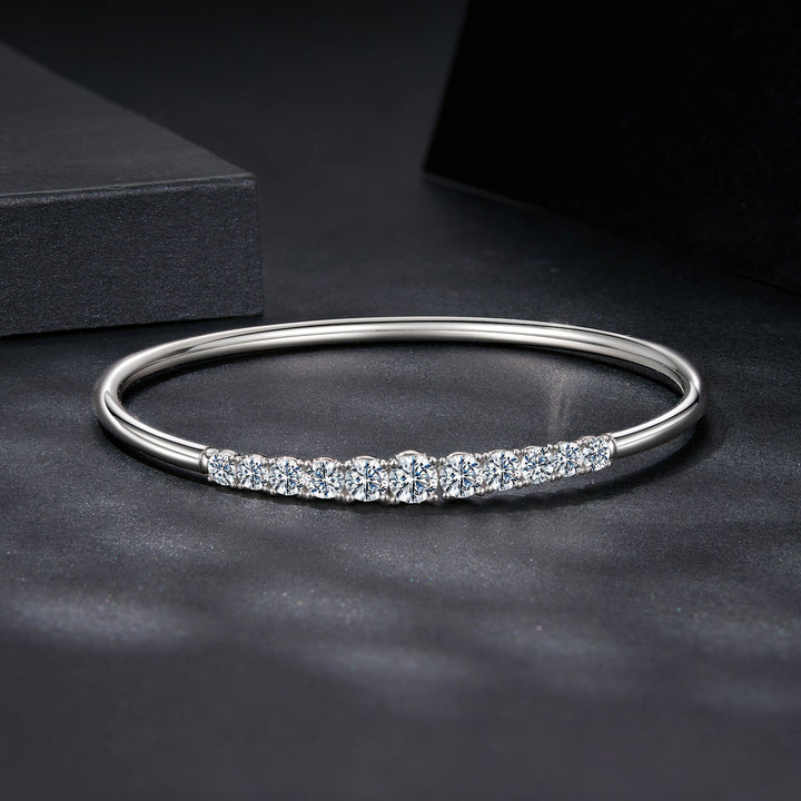 925 Sterling Silver &amp; Moissanite White Gold Plated Bracelet with 0.5cm Moissanite for Women