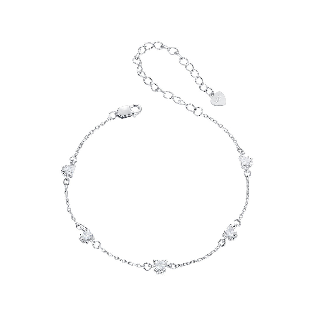 925 Sterling Silver Bracelet with Pavé Setting CZ and White Gold Plating
