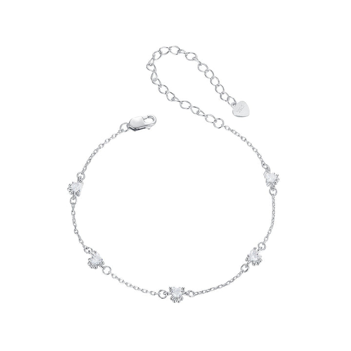 925 Sterling Silver Bracelet with Pavé Setting CZ and White Gold Plating