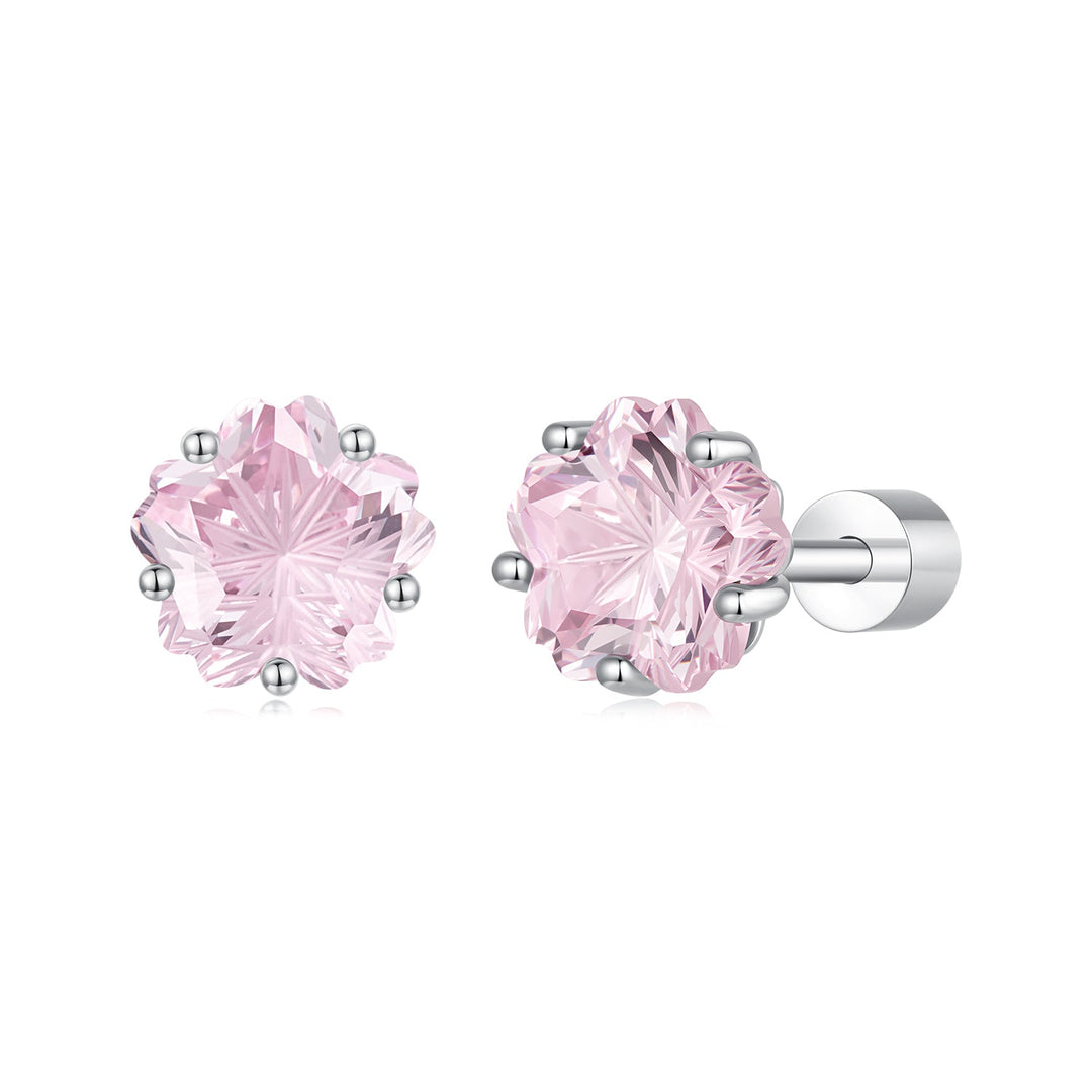 925 Sterling Silver White Gold Plated Pavé CZ 0.6x0.6 cm Earrings for Women