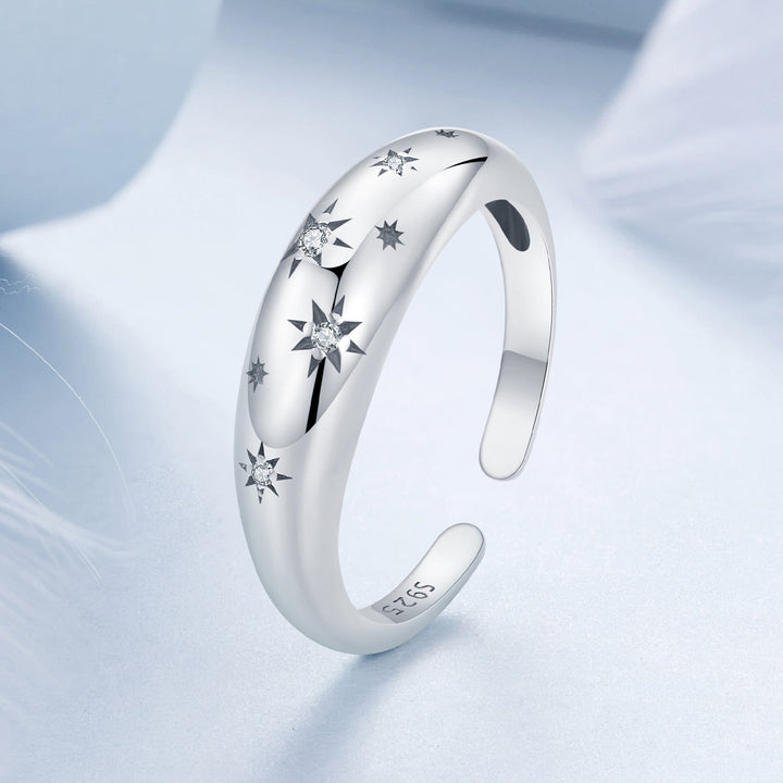 925 Sterling Silver Ring with Pavé Setting CZ, Width 2.2-5.8mm, Oxidized Silver, Women&