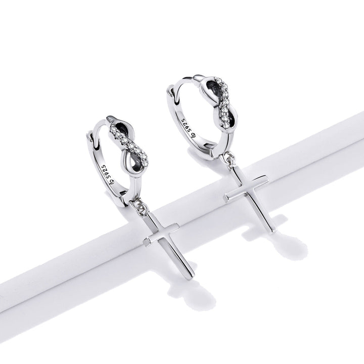 925 Sterling Silver Earrings with Pavé Setting CZ in Oxidized Finish
