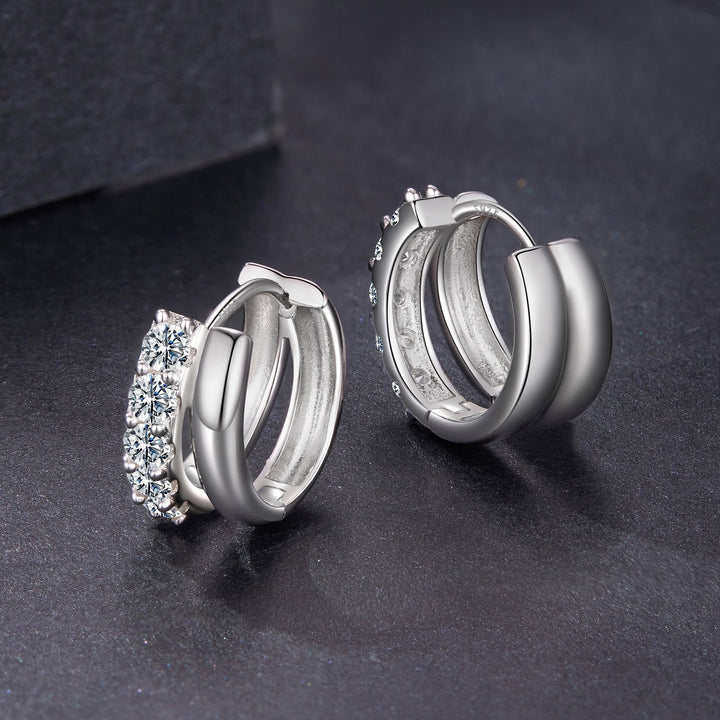 925 Sterling Silver Moissanite 0.06 Carat White Gold Plated Earrings for Women