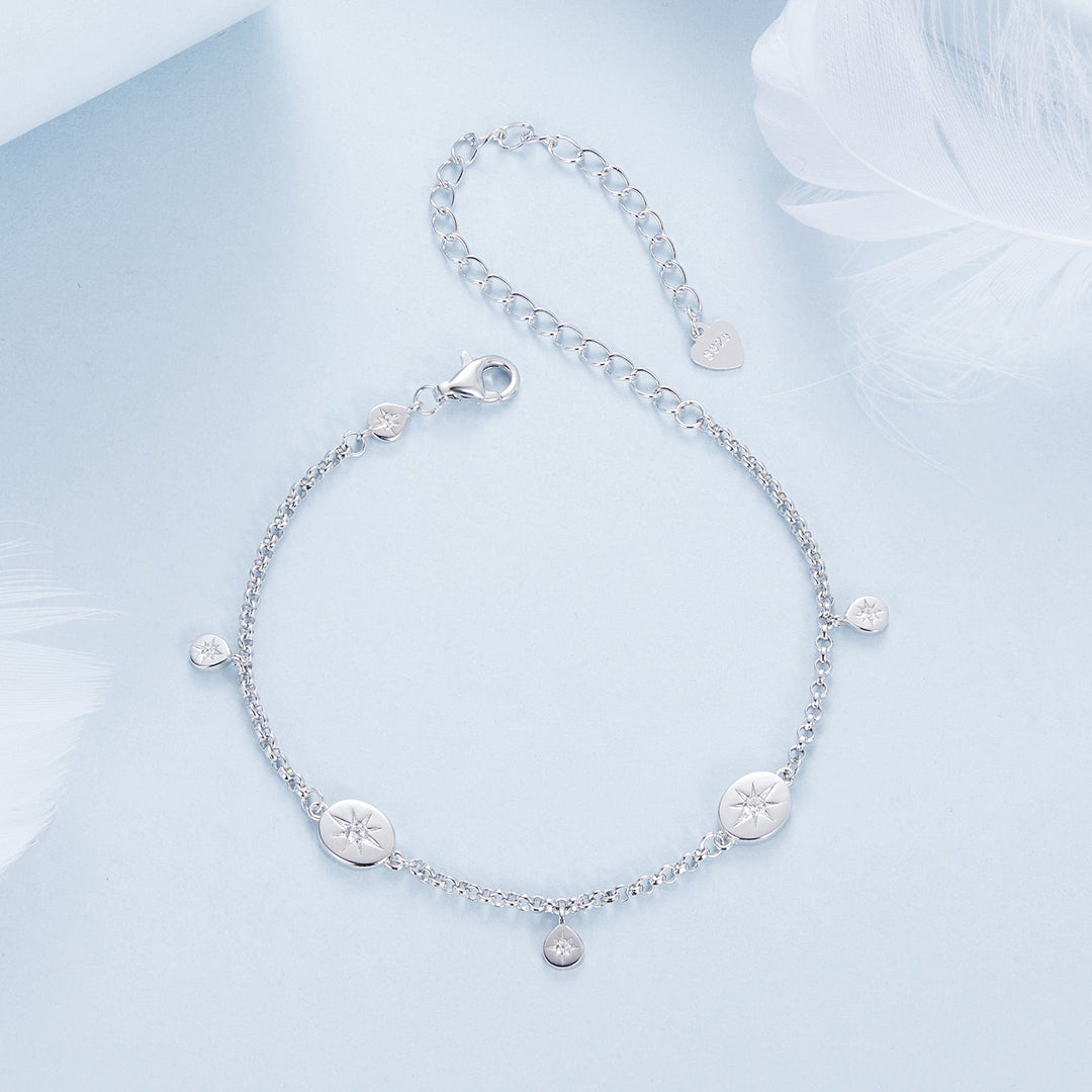 925 Sterling Silver &amp; Plated White Gold CZ Bracelet