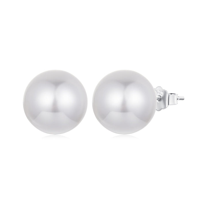 925 Sterling Silver Earrings with Quality Shell Pearl in White Gold Plating for Women