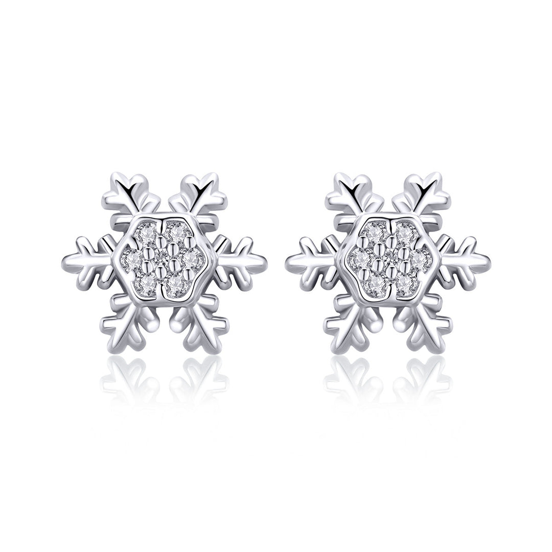 S925 Sterling Silver Earrings with CZ in Pavé Setting - 0.8*0.8cm for Women