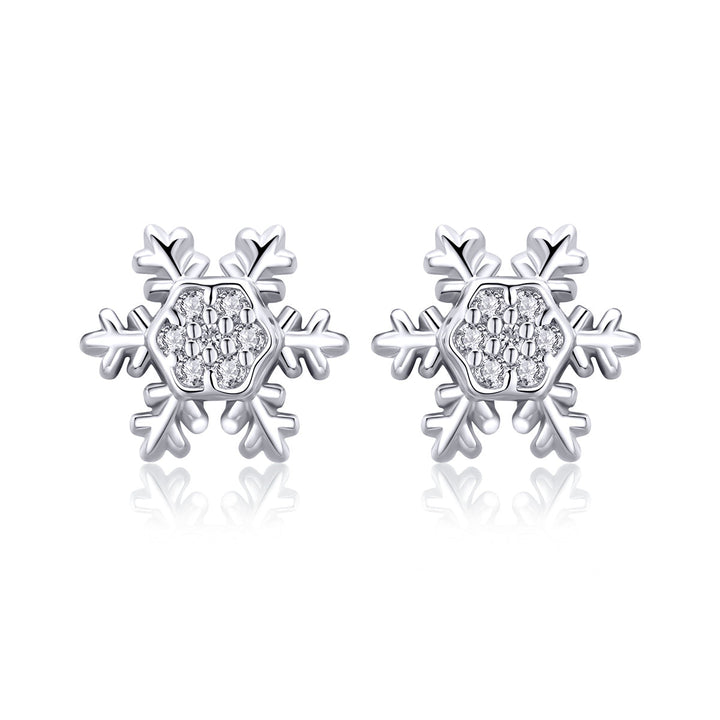 S925 Sterling Silver Earrings with CZ in Pavé Setting - 0.8*0.8cm for Women