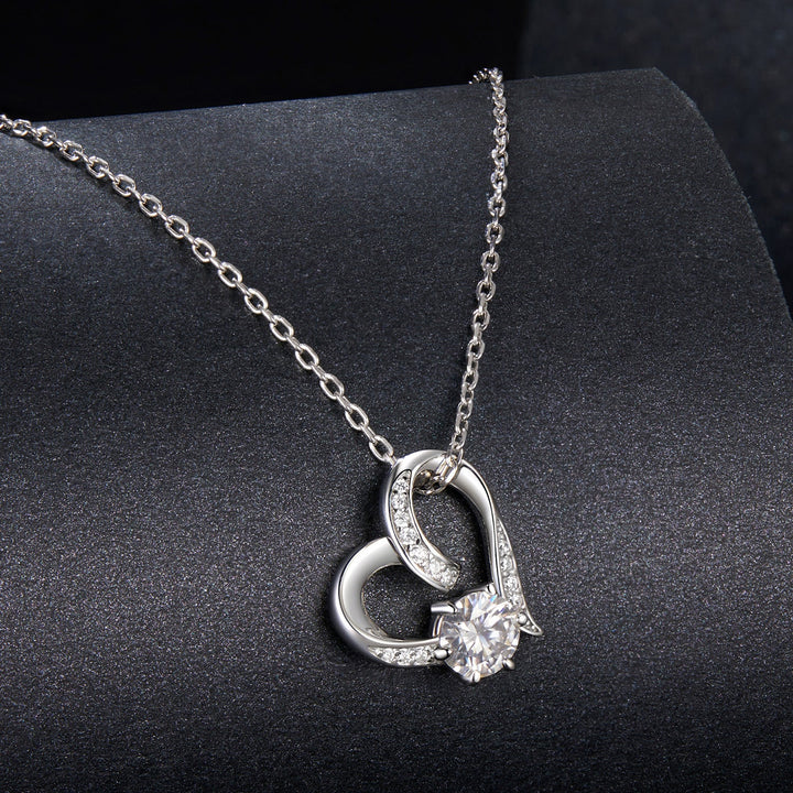 925 Sterling Silver Moissanite Necklace with Pendant and White Gold Plating for Women