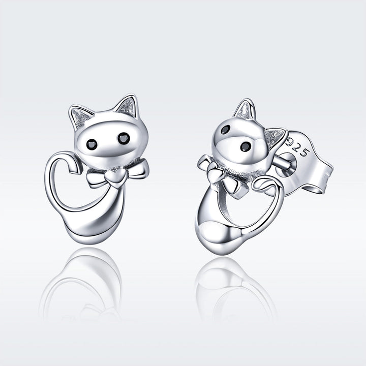 925 Sterling Silver Earrings with Pavé Setting in Oxidized Finish