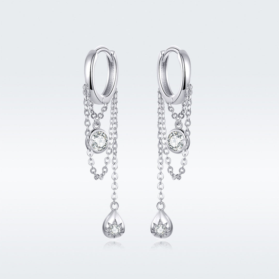 925 Platinum Plated Pavé Setting CZ Earrings