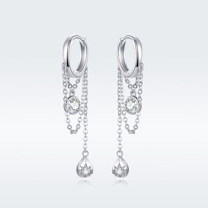 925 Platinum Plated Pavé Setting CZ Earrings